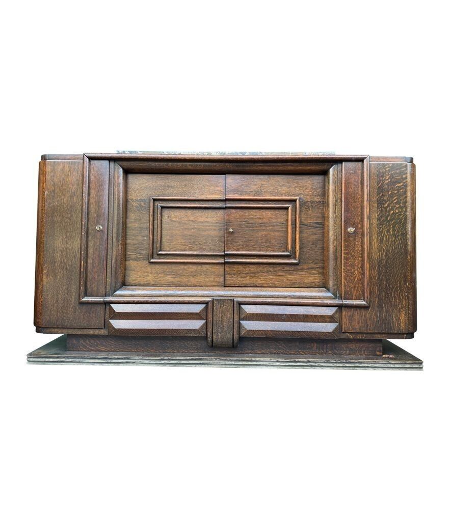 An Art Deco 1940s Oak Sideboard By Gaston Poisson With Original Marble Top. photo 4750.0