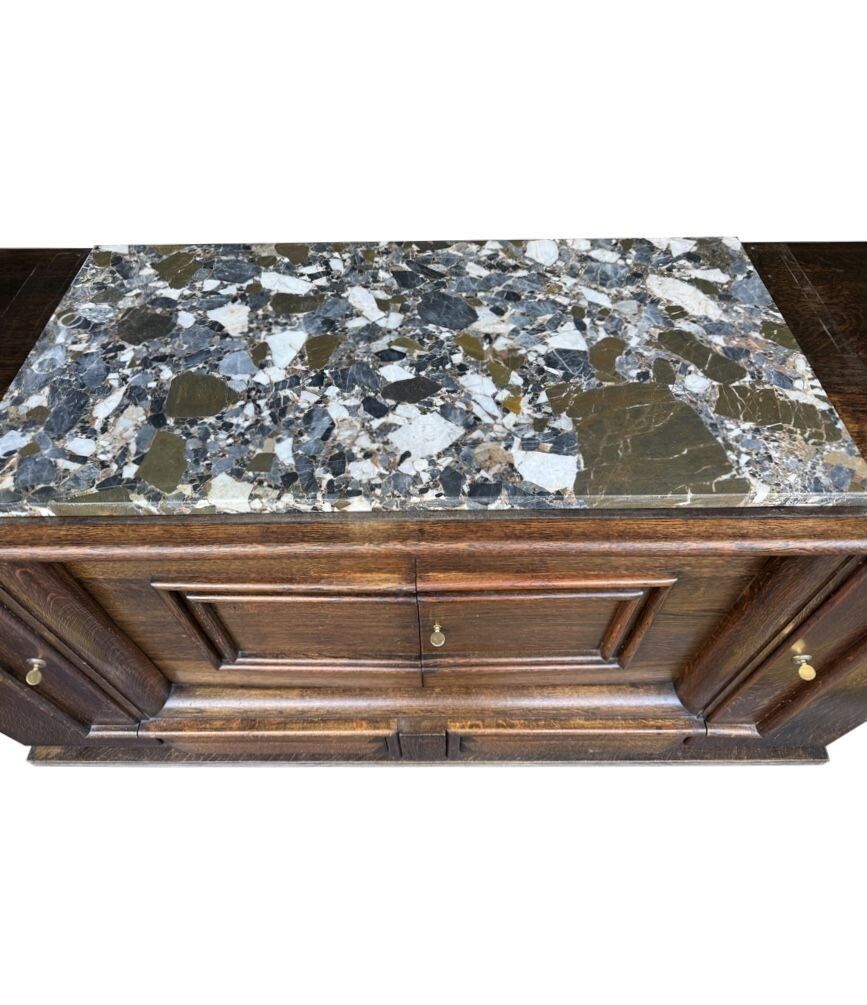 photo vinterior An Art Deco 1940s Oak Sideboard By Gaston Poisson With Original Marble Top.