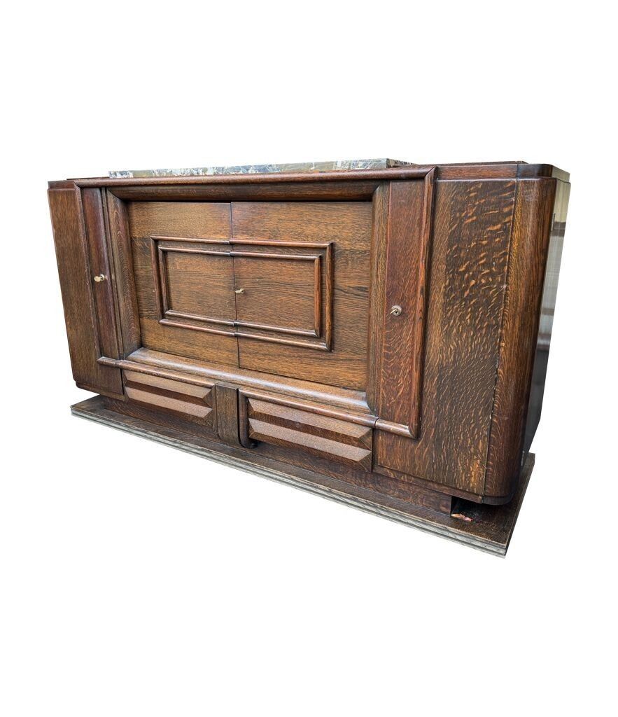 photo buy An Art Deco 1940s Oak Sideboard By Gaston Poisson With Original Marble Top.