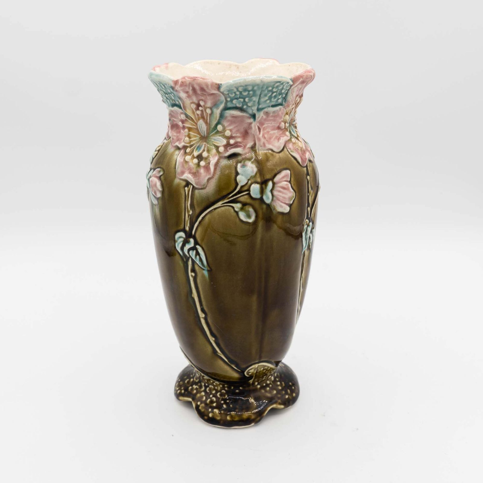 Rare French Art Deco Barbotine Vase   A.G. De Bruyen Fives Lille   C1890s
