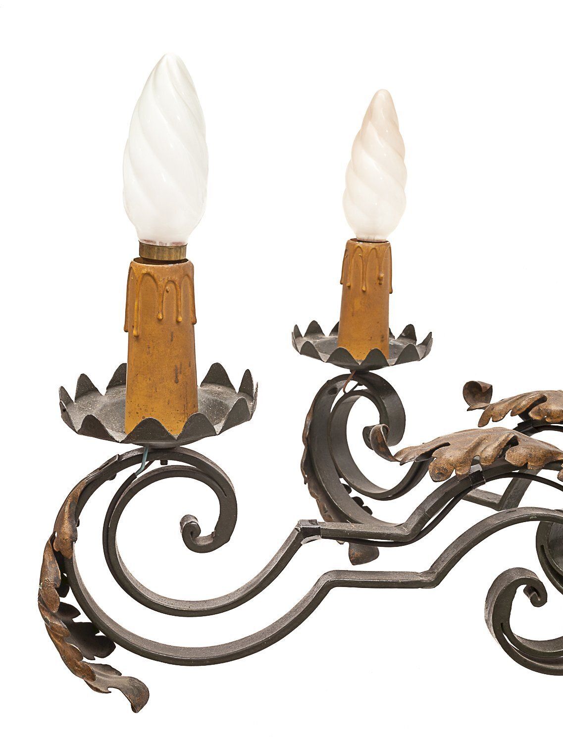 Set Of Large Chandelier And 2 Wall Lights Poillerat 1950 photo for sale