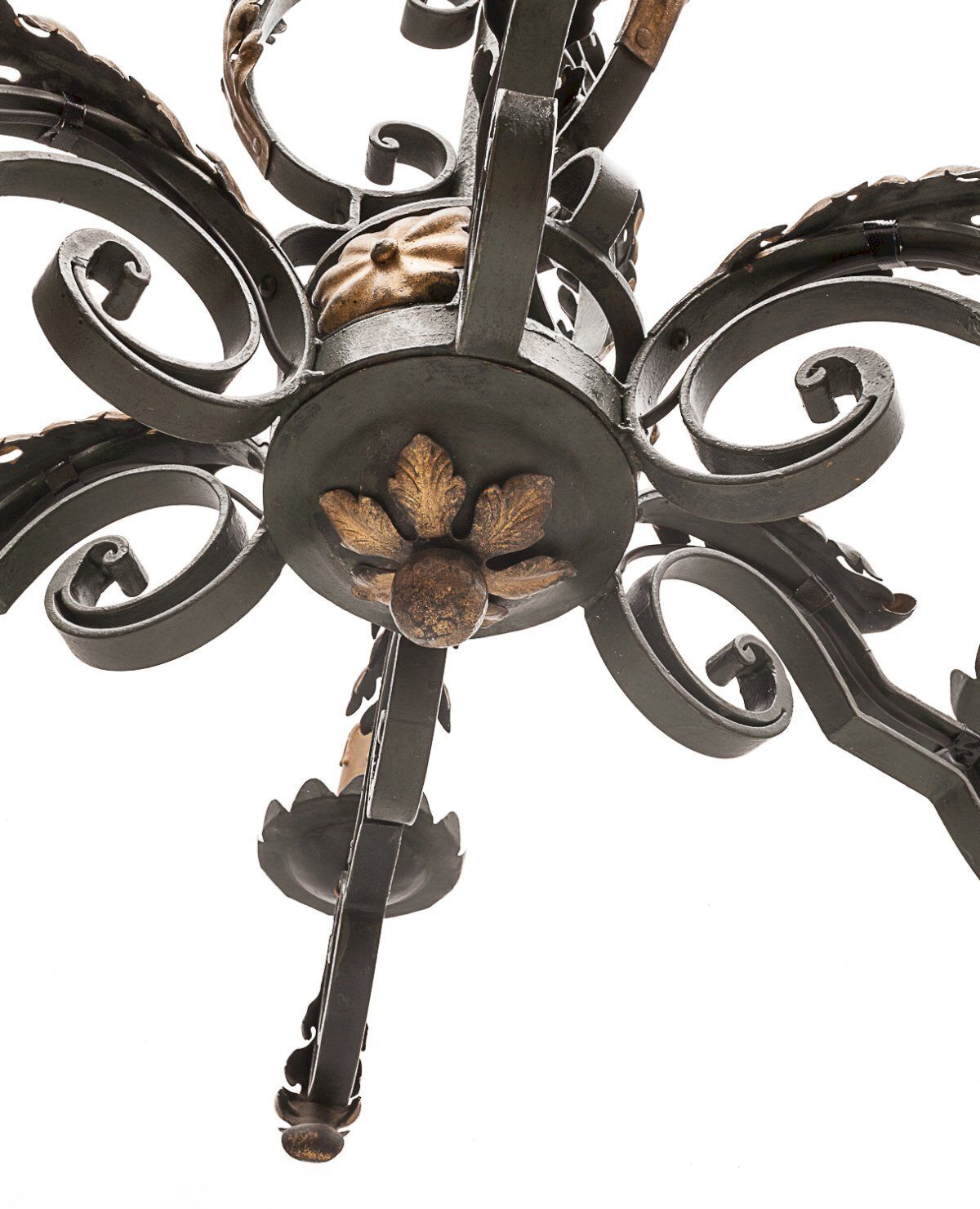 Set Of Large Chandelier And 2 Wall Lights Poillerat 1950 photo 2410.0