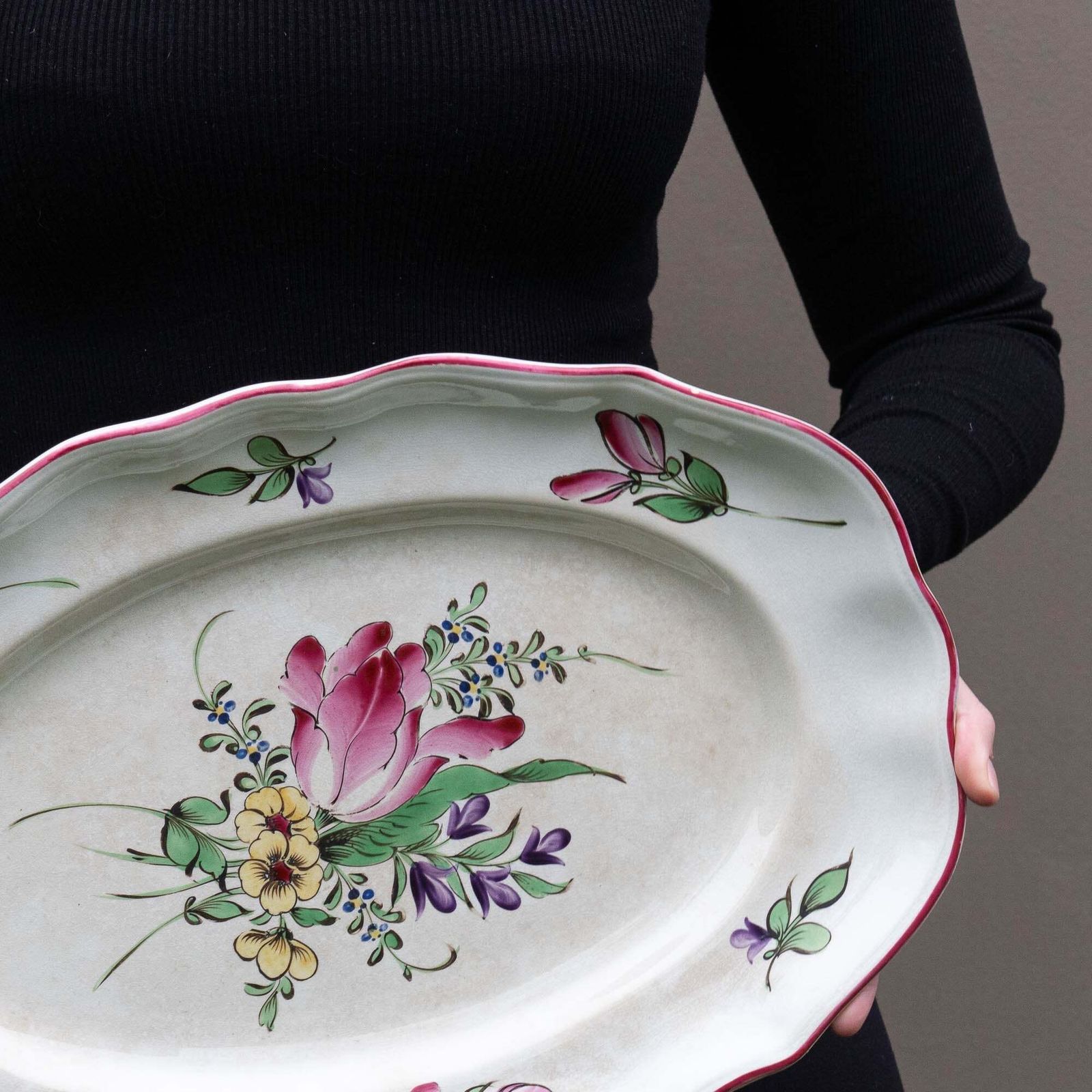 Antique Oval French Platter   Luneville   Early 20th Century photo for sale