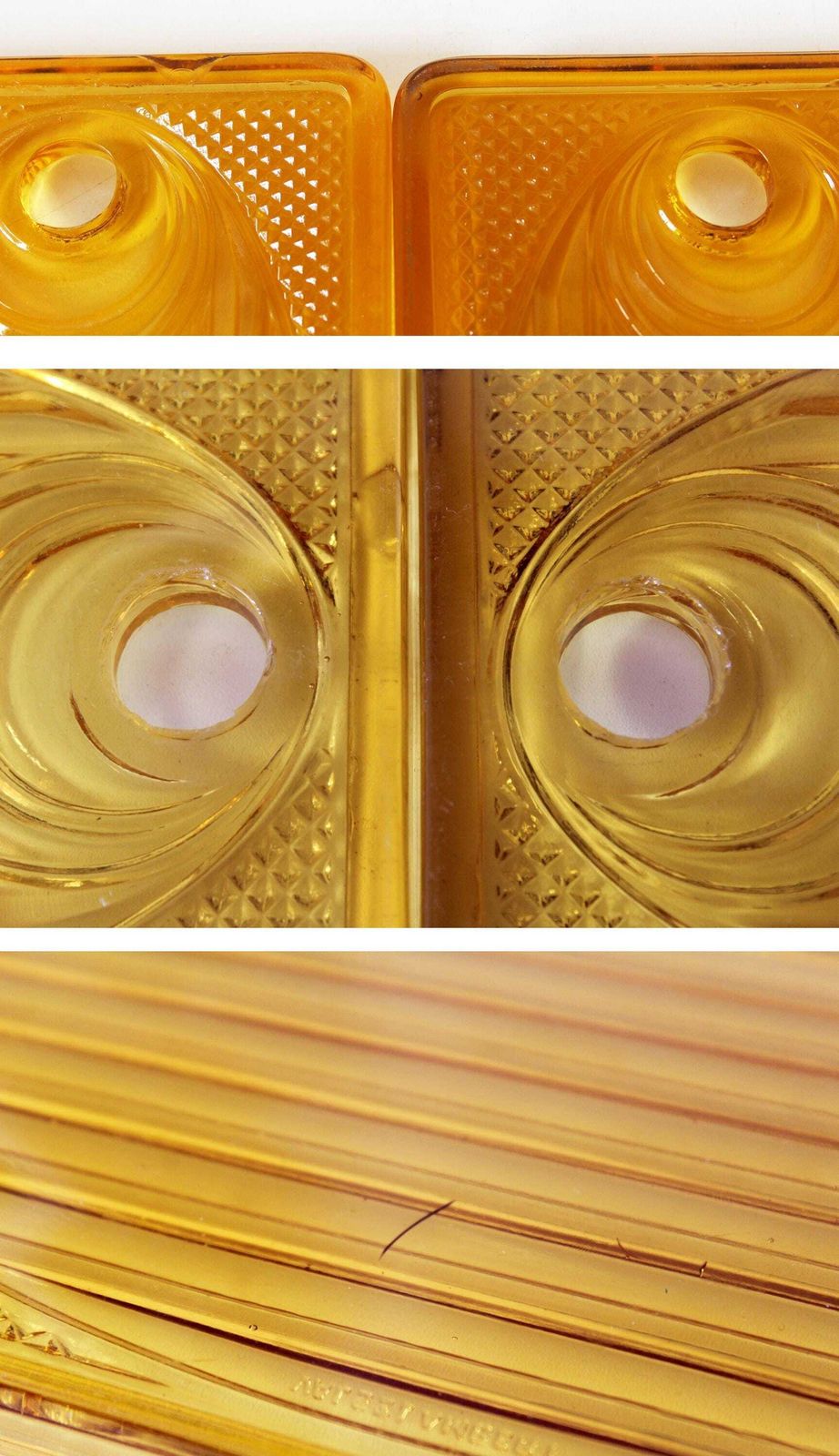 Rare Two Art Deco Pressed Glass Breakfast Plate Plaque, Val Saint Lambert Luxval, Amber Glass, Belgium Glass, Art Glass, Fish Design, Chips photo vinterior