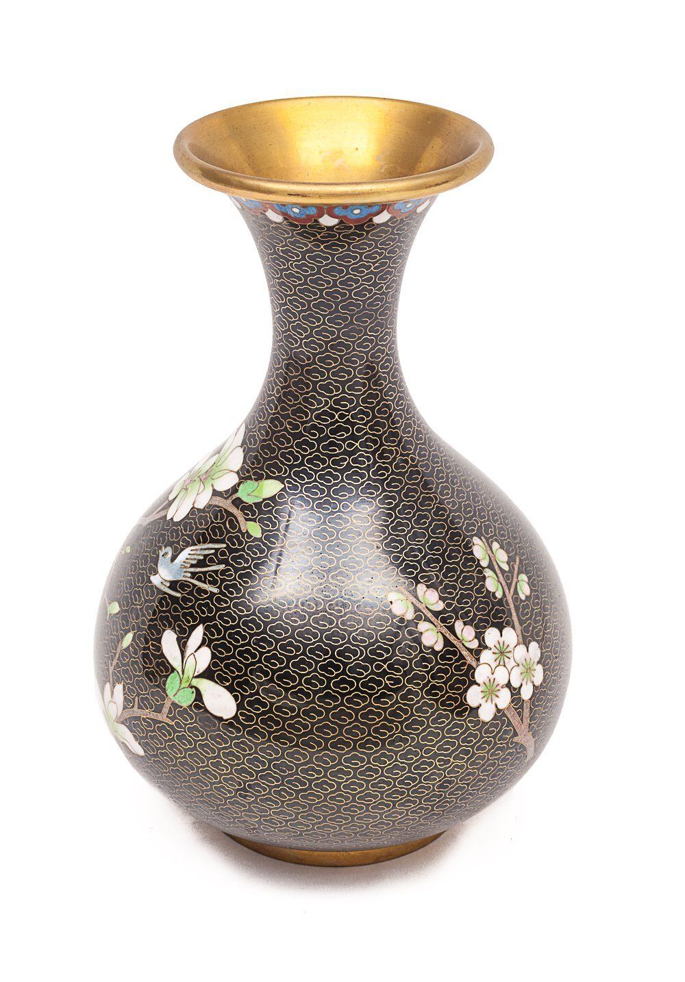Chinese Enamelled Brass Vase, Early 20th Century photo for sale