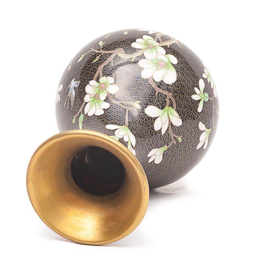 Chinese Enamelled Brass Vase, Early 20th Century photo vintage