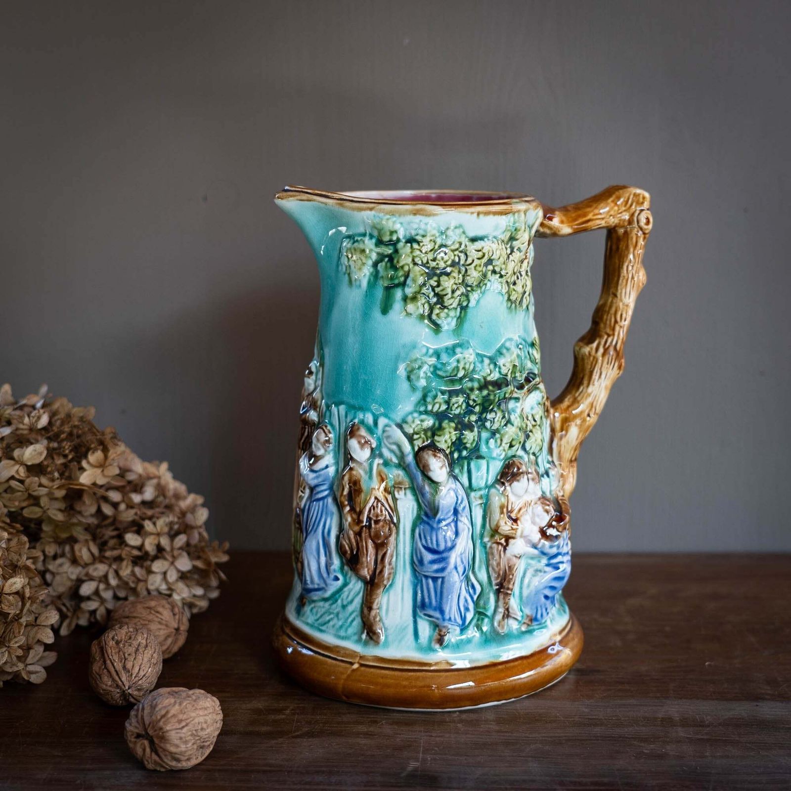 Antique Majolica Jug   Mouzin Leach & Cie   Nimy Les Mons   Ca 1890 photo furniture