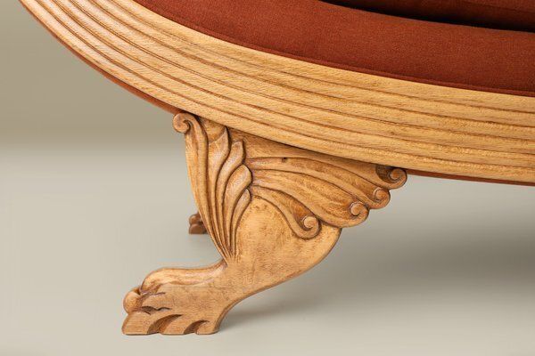 Empire French Hand Carved Oak Daybed, 1950s photo for sale