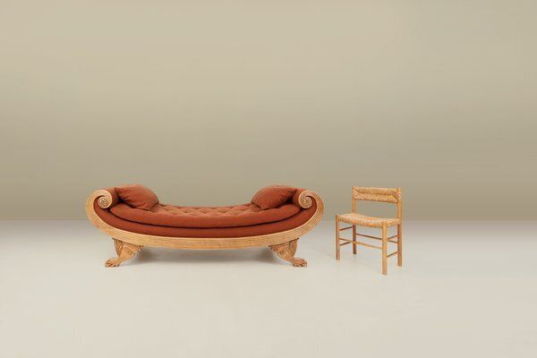 photo for sale Empire French Hand Carved Oak Daybed, 1950s