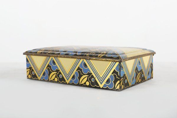 Art Deco French Metal Box Decorated With Mercury, 1930s photo vinterior