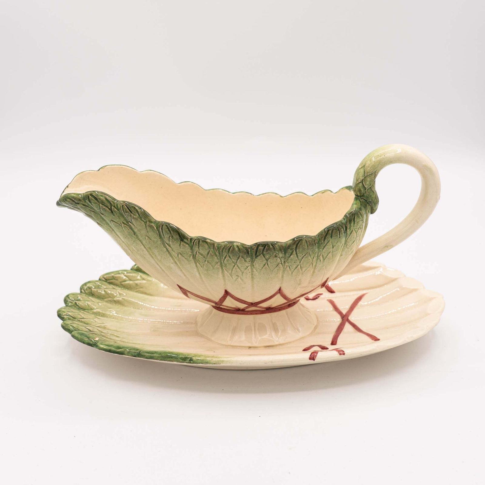 Antique Asparagus Gravy Boat   Sarreguemines   1870s photo Home Decor