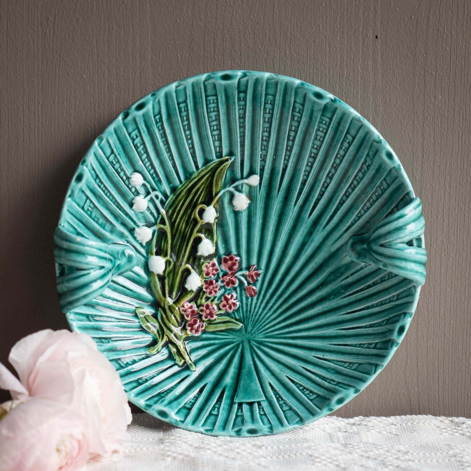 Antique Art Nouveau Green Majolica Bowl   Smf Schramberg   1920s photo furniture