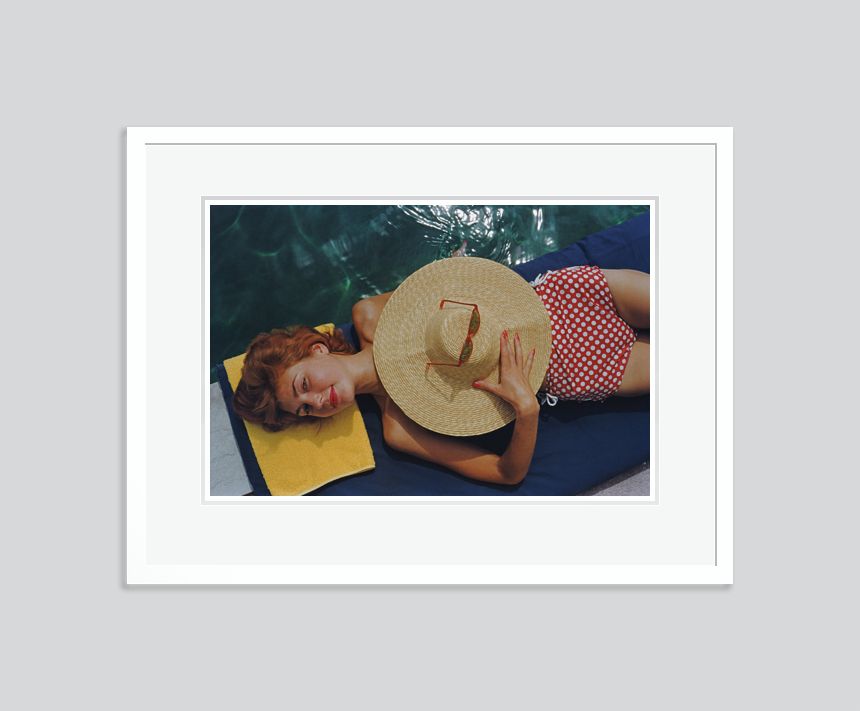 Slim Aarons 'Sunbathing In Burgenstock' Framed White photo furniture