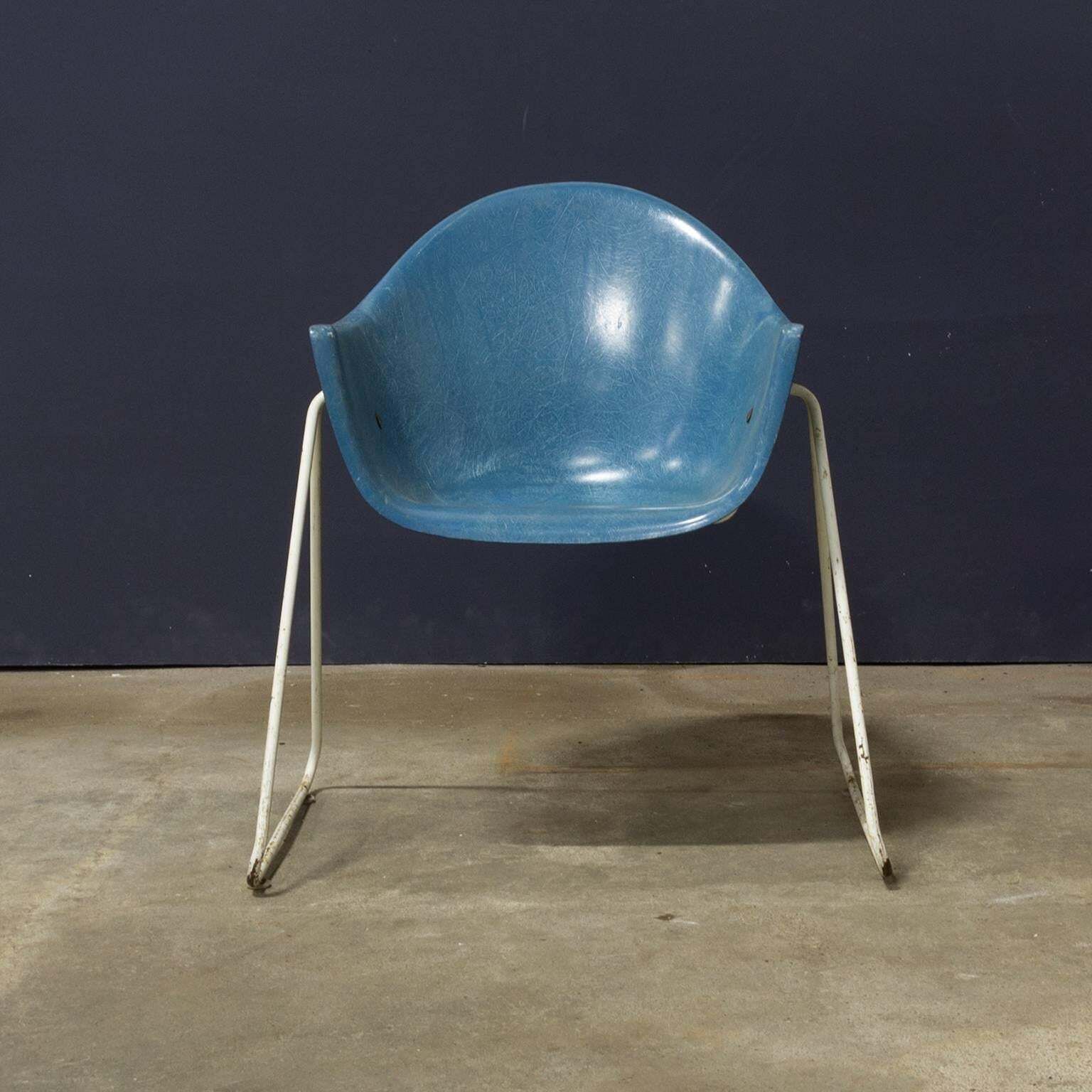 Set Of Fiberglass Children Chairs With Metal Base, Circa 1960 photo for sale