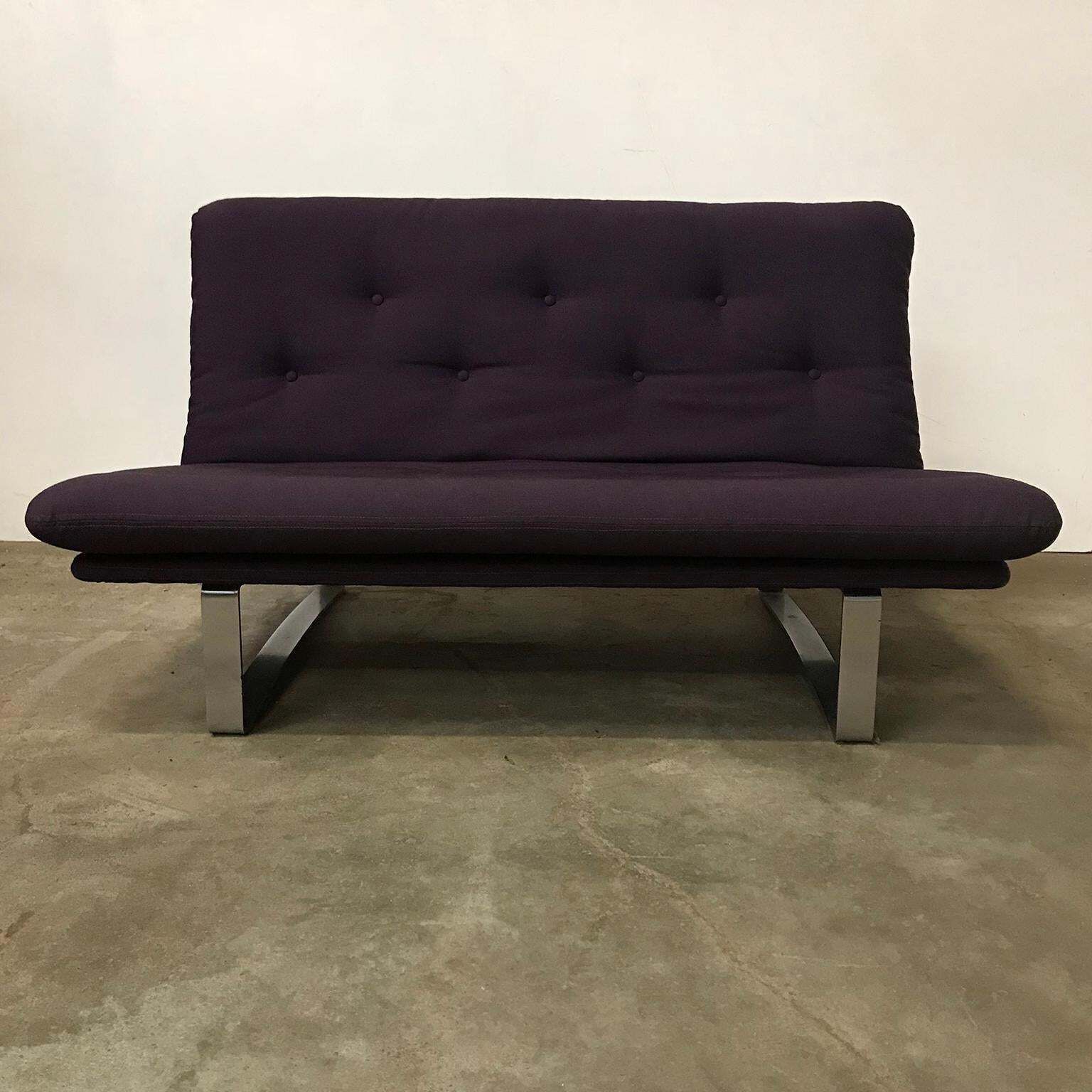 1968, Kho Liang Ie For Artifort, Chrome Base 2 Seat, Redone In Purple Fabric photo 2005.0