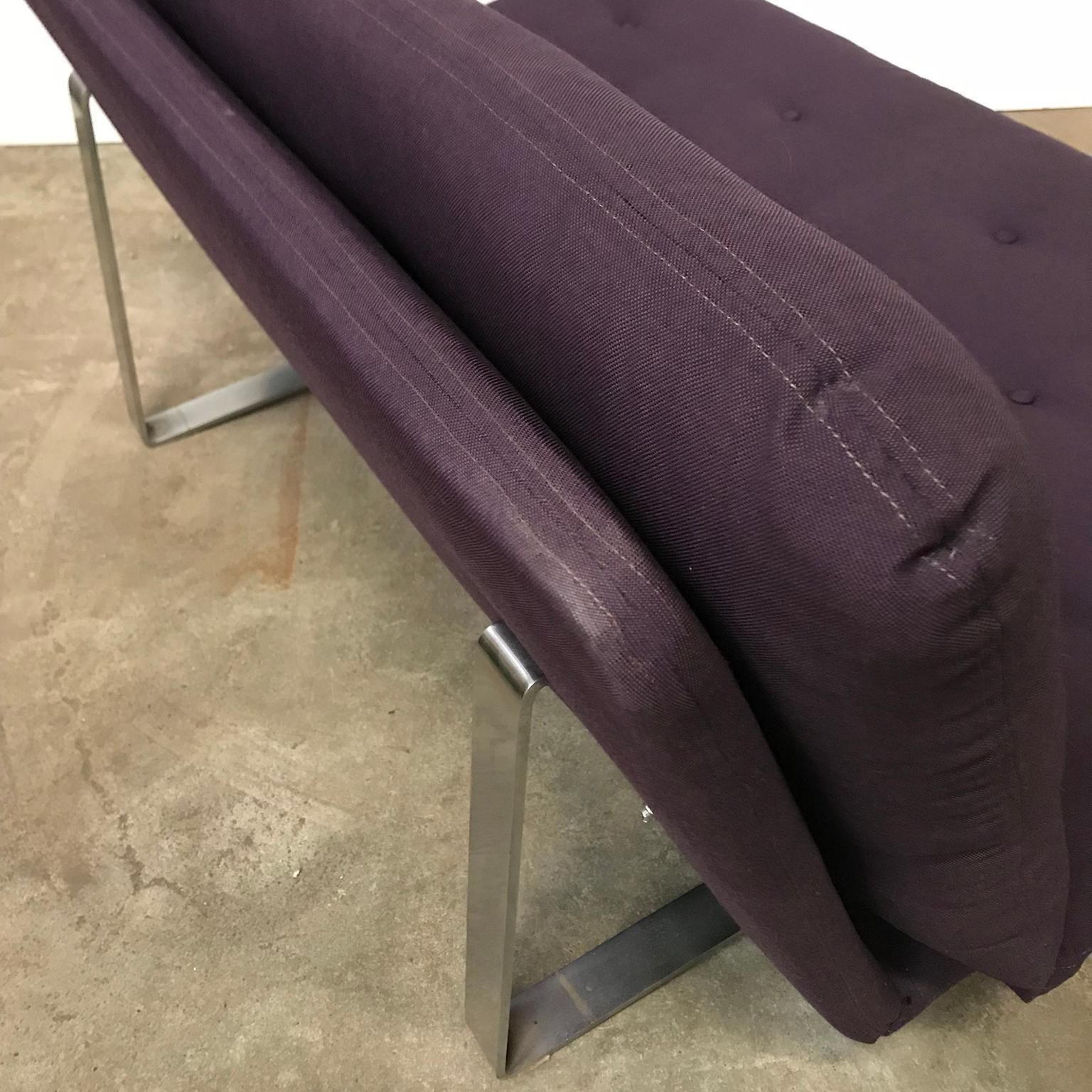 photo furniture 1968, Kho Liang Ie For Artifort, Chrome Base 2 Seat, Redone In Purple Fabric