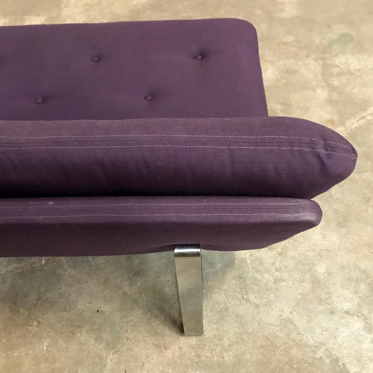 photo for sale 1968, Kho Liang Ie For Artifort, Chrome Base 2 Seat, Redone In Purple Fabric