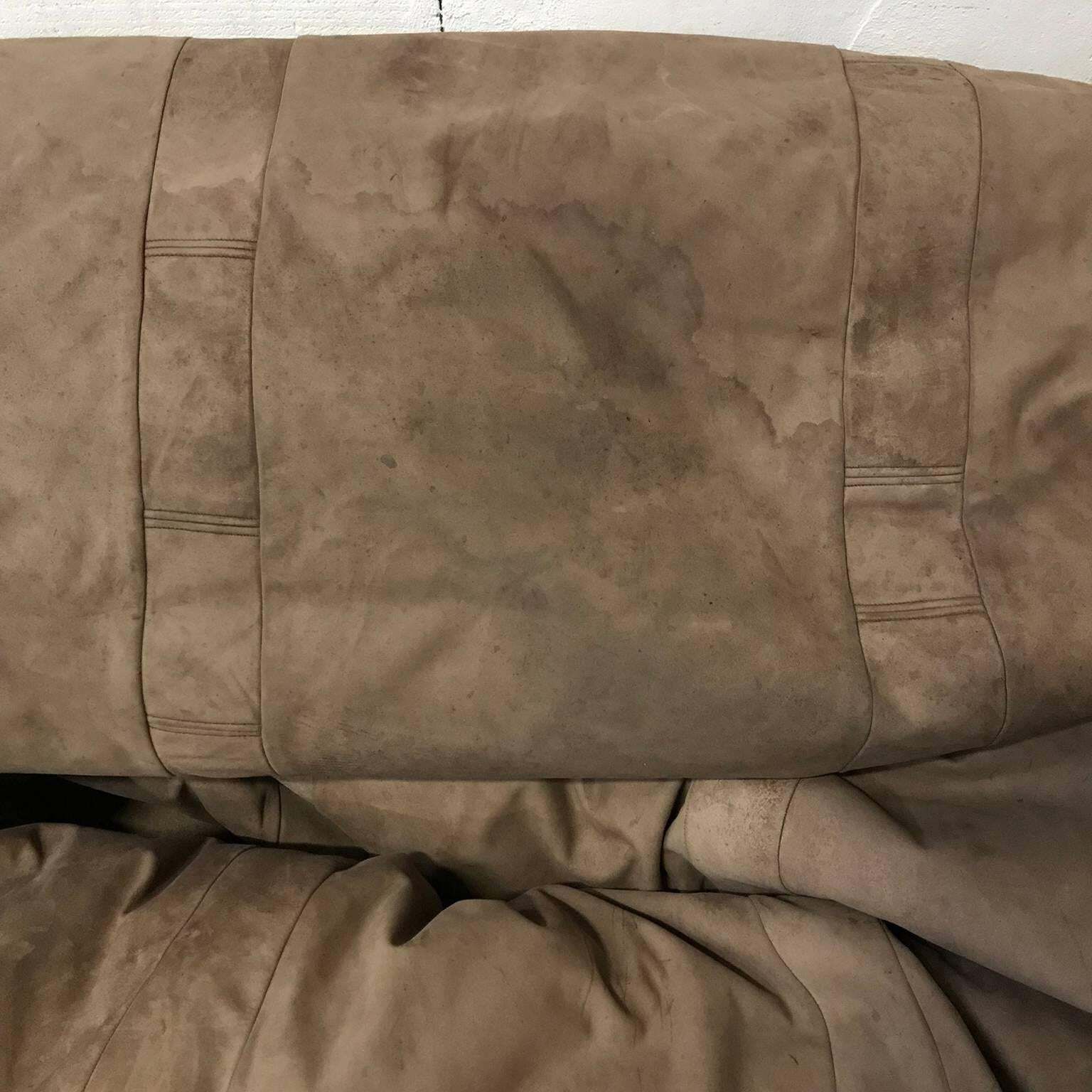 1960, Hans Roebers, Very Long Original Snake Couch In Old Brown Leather photo vinterior