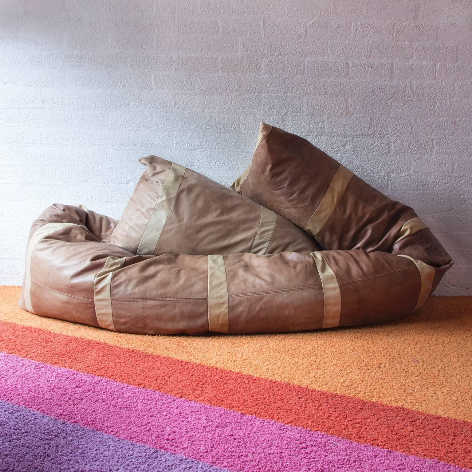 1960, Hans Roebers, Original Snake Couch In Beautiful Soft Brown Leather photo Furniture