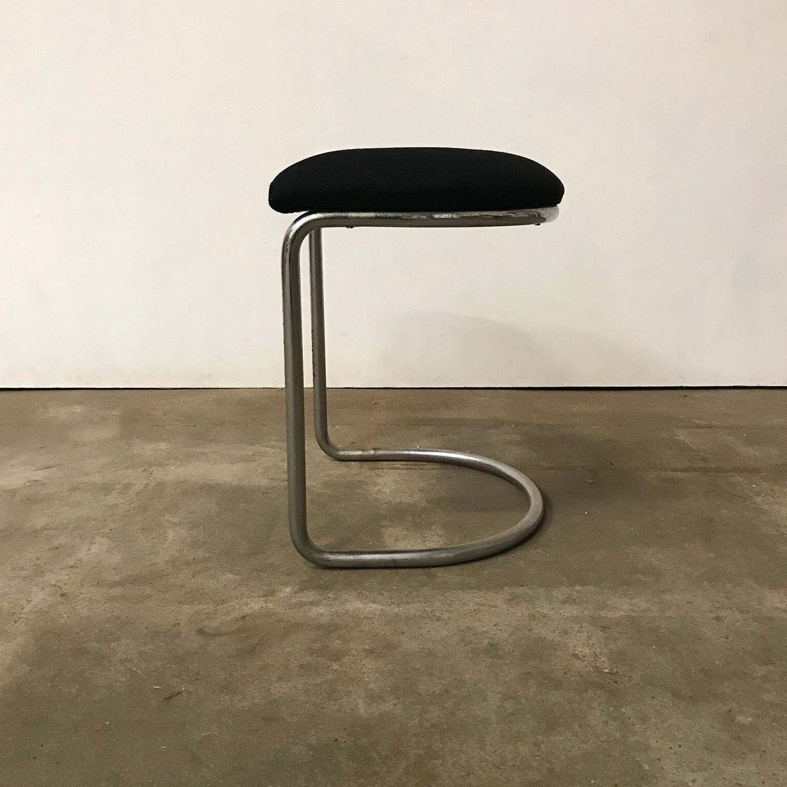 W.H. Gispen For Gispen, For Make Up Tabouret In Chrome And Black, Circa 1930 photo vinterior