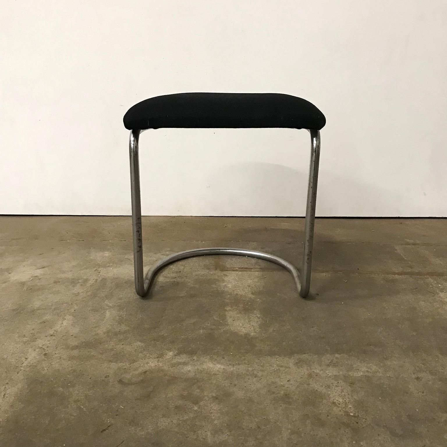 W.H. Gispen For Gispen, For Make Up Tabouret In Chrome And Black, Circa 1930 photo vintage