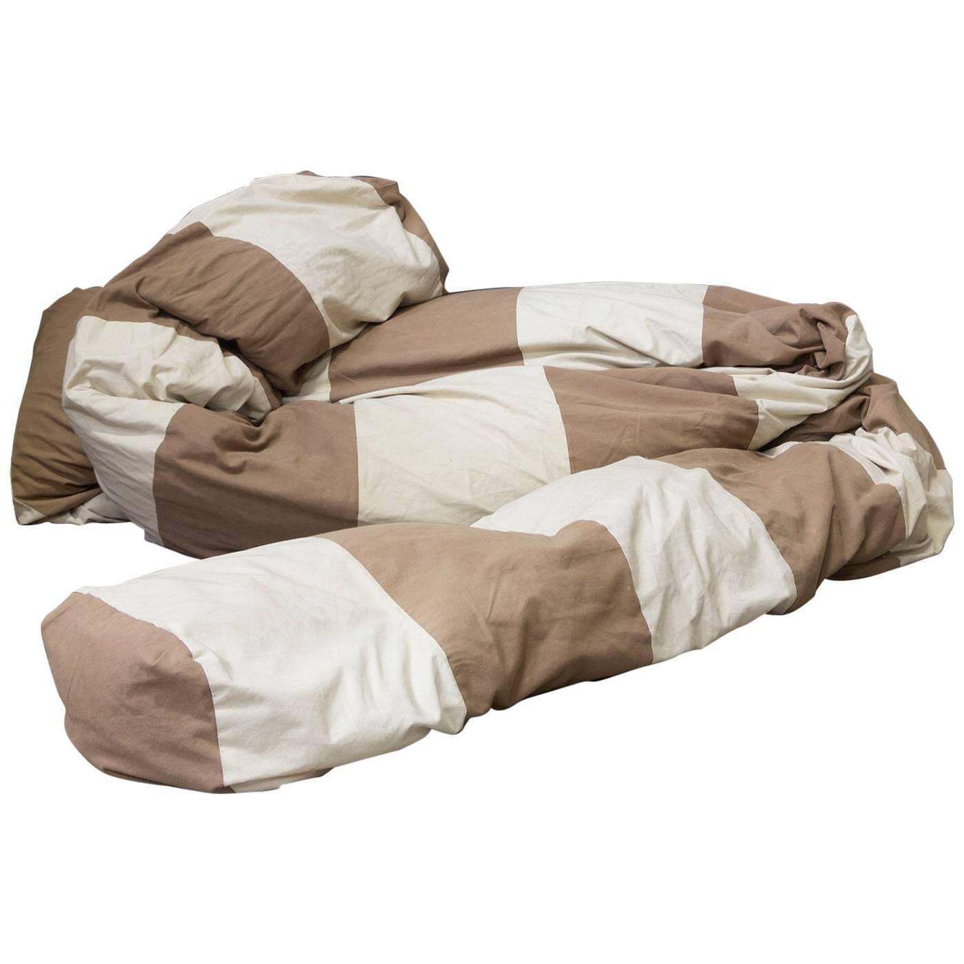 1960, Hans Roebers, Original Snake Couch, Redone In Brown And White Fabric In 90