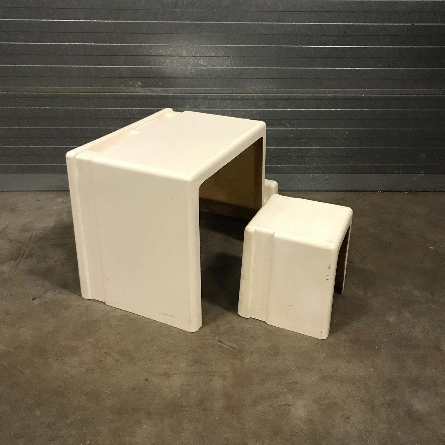 Rare 1970s Off White Plastic Children Desk With Stool, Circa 1970 photo 1408.0