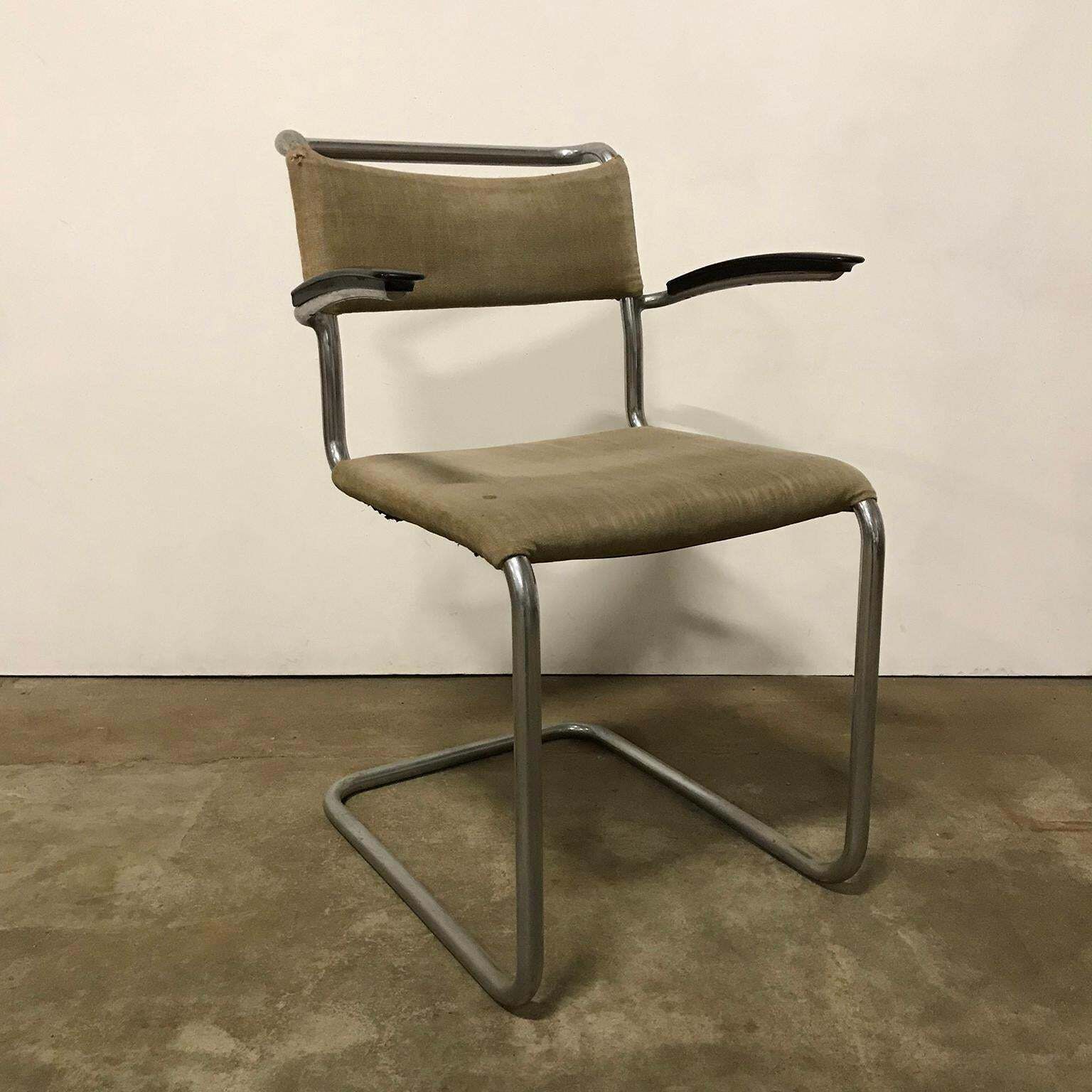 1930, W.H. Gispen, Original Very Early 204 Chair With Horse Hair Filling photo furniture