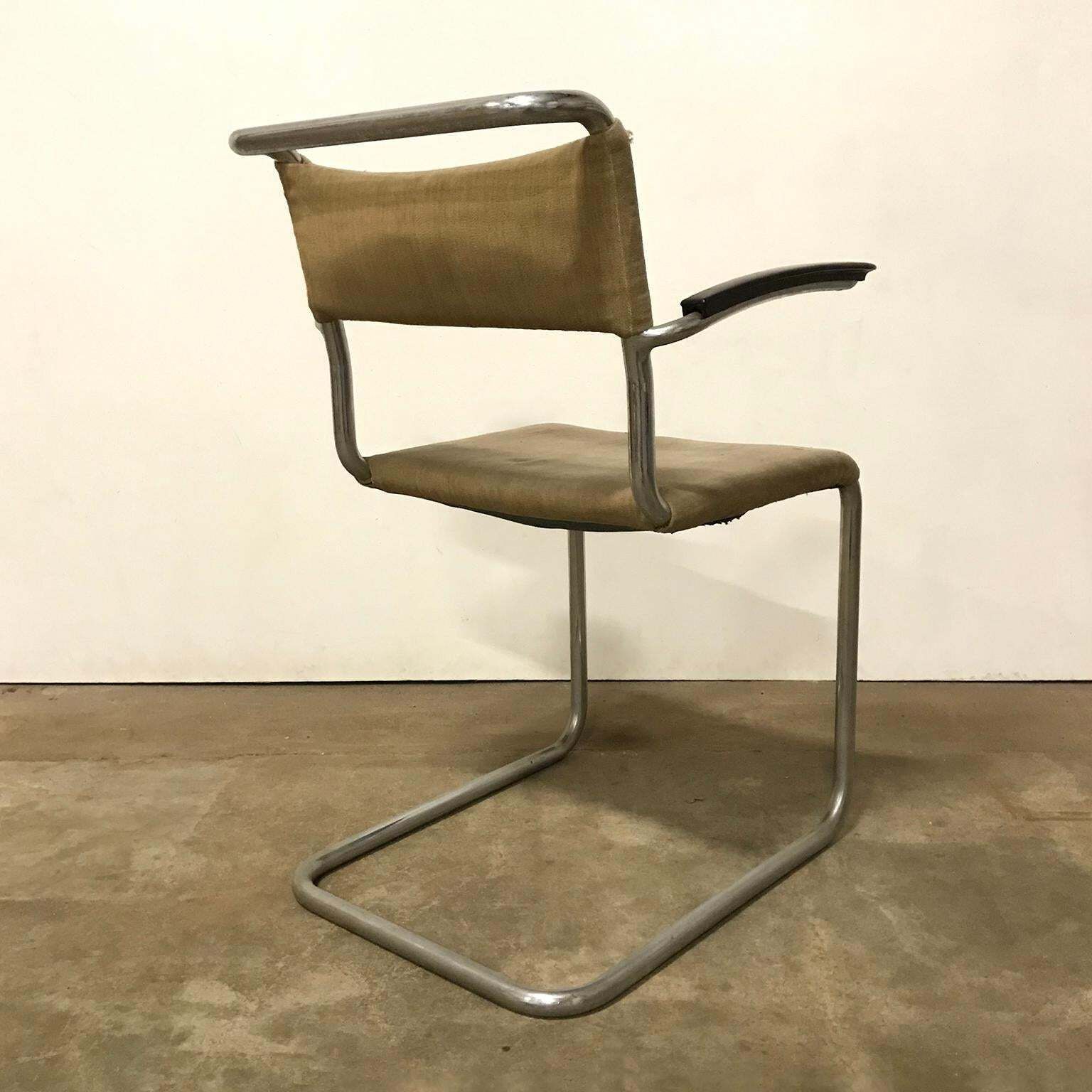 1930, W.H. Gispen, Original Very Early 204 Chair With Horse Hair Filling photo Furniture