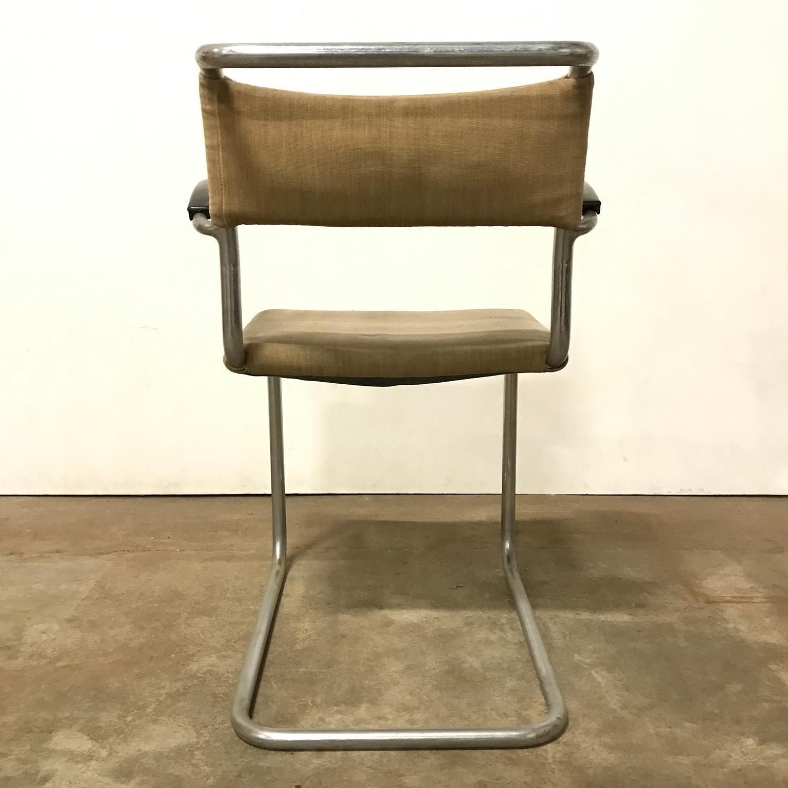1930, W.H. Gispen, Original Very Early 204 Chair With Horse Hair Filling photo 1518.0