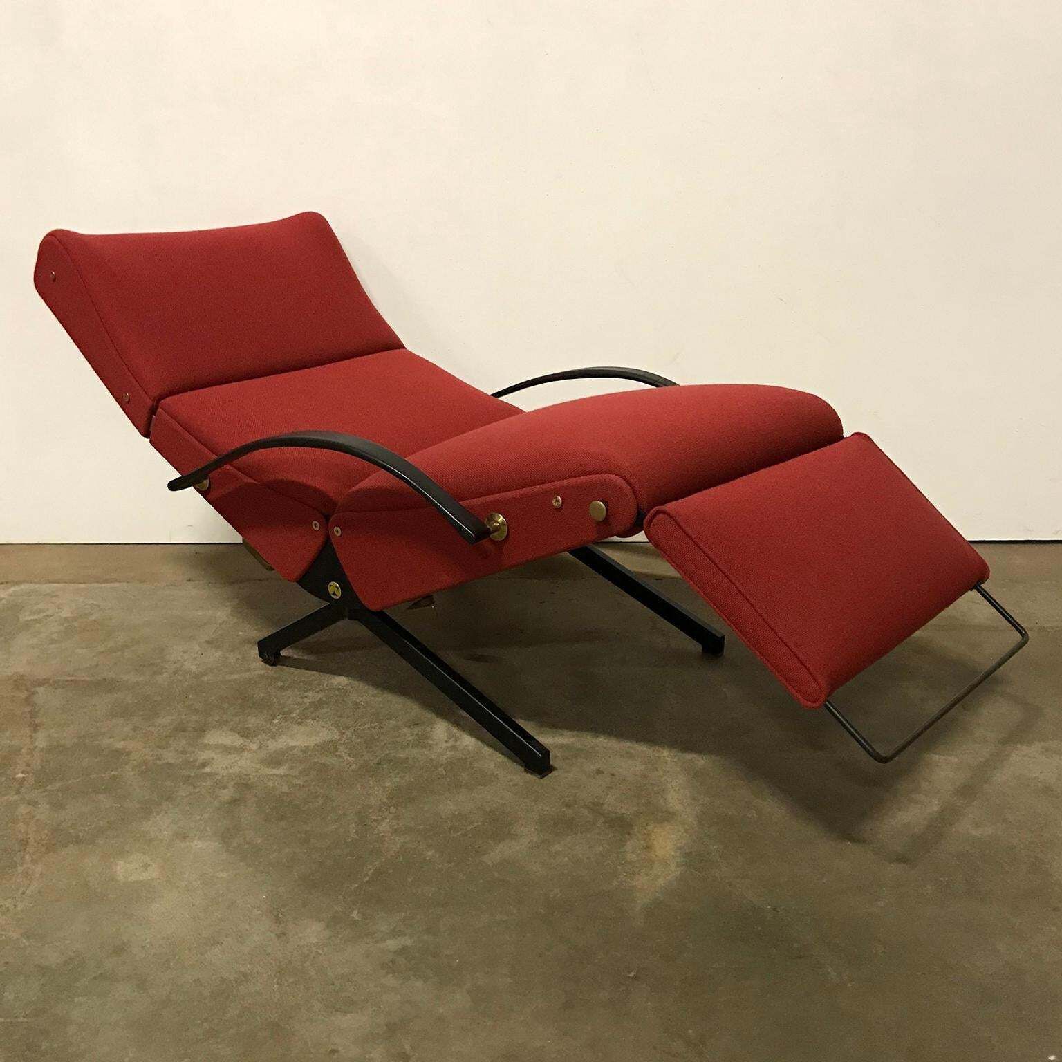 photo for sale 1956, Osvaldo Borsani, P40 Adjustable Lounge Chair In Terra Red Fabric