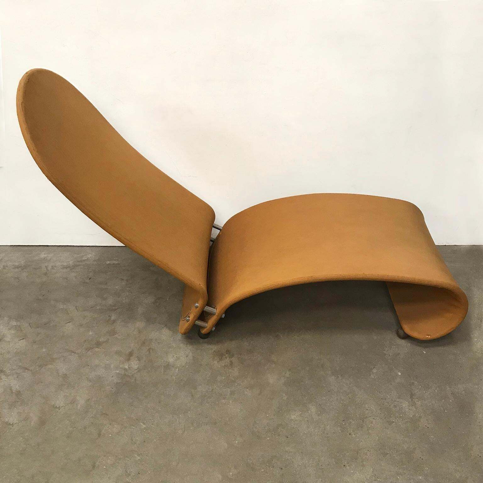 1973, Verner Panton For Rosenthal, 1 2 3 Serie, Rare Chaise Longue, Ochre Fabric photo 5929.0
