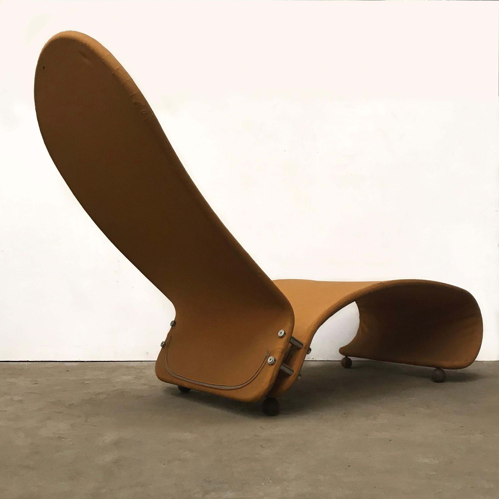 1973, Verner Panton For Rosenthal, 1 2 3 Serie, Rare Chaise Longue, Ochre Fabric photo buy