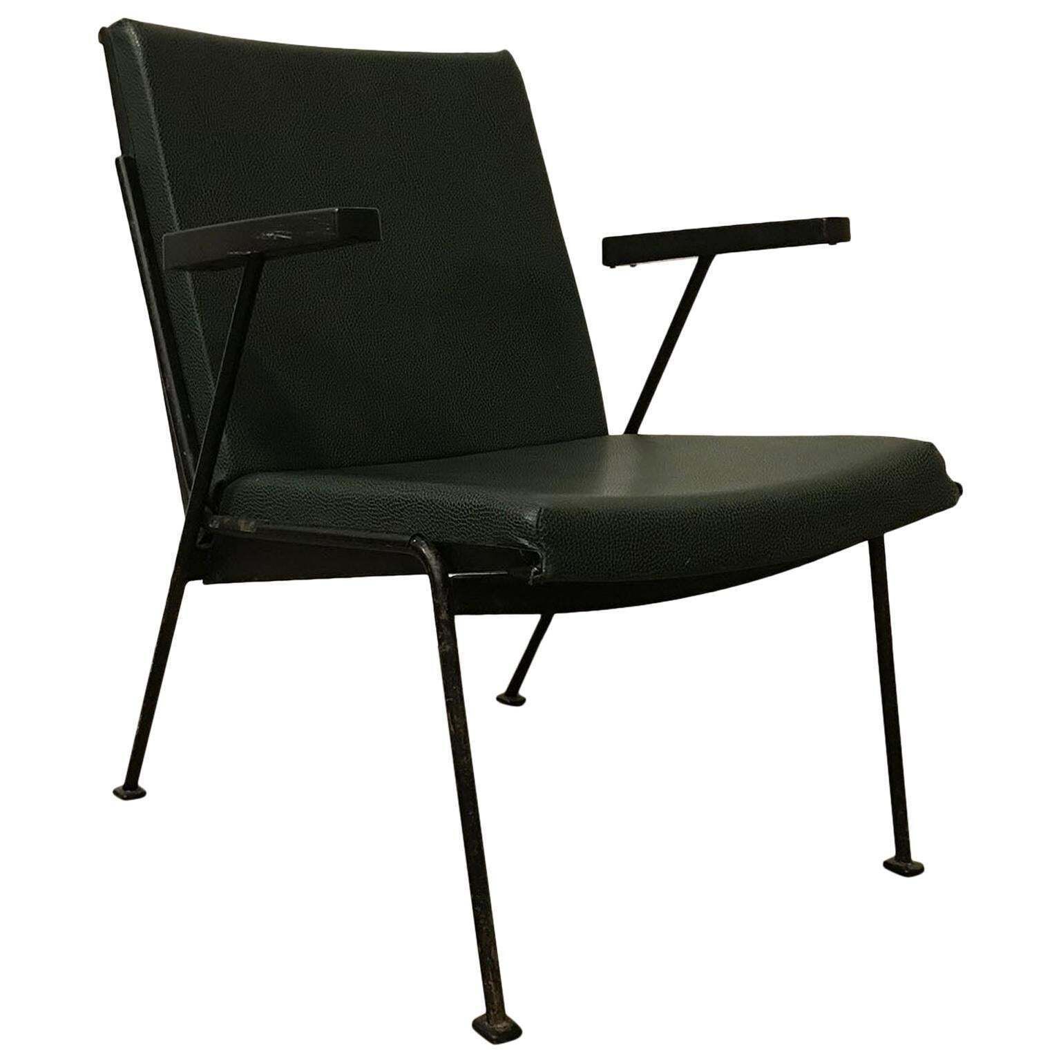1959, Wim Rietveld For Ahrend De Cirkel, Oase Chair Original Green Leatherette
