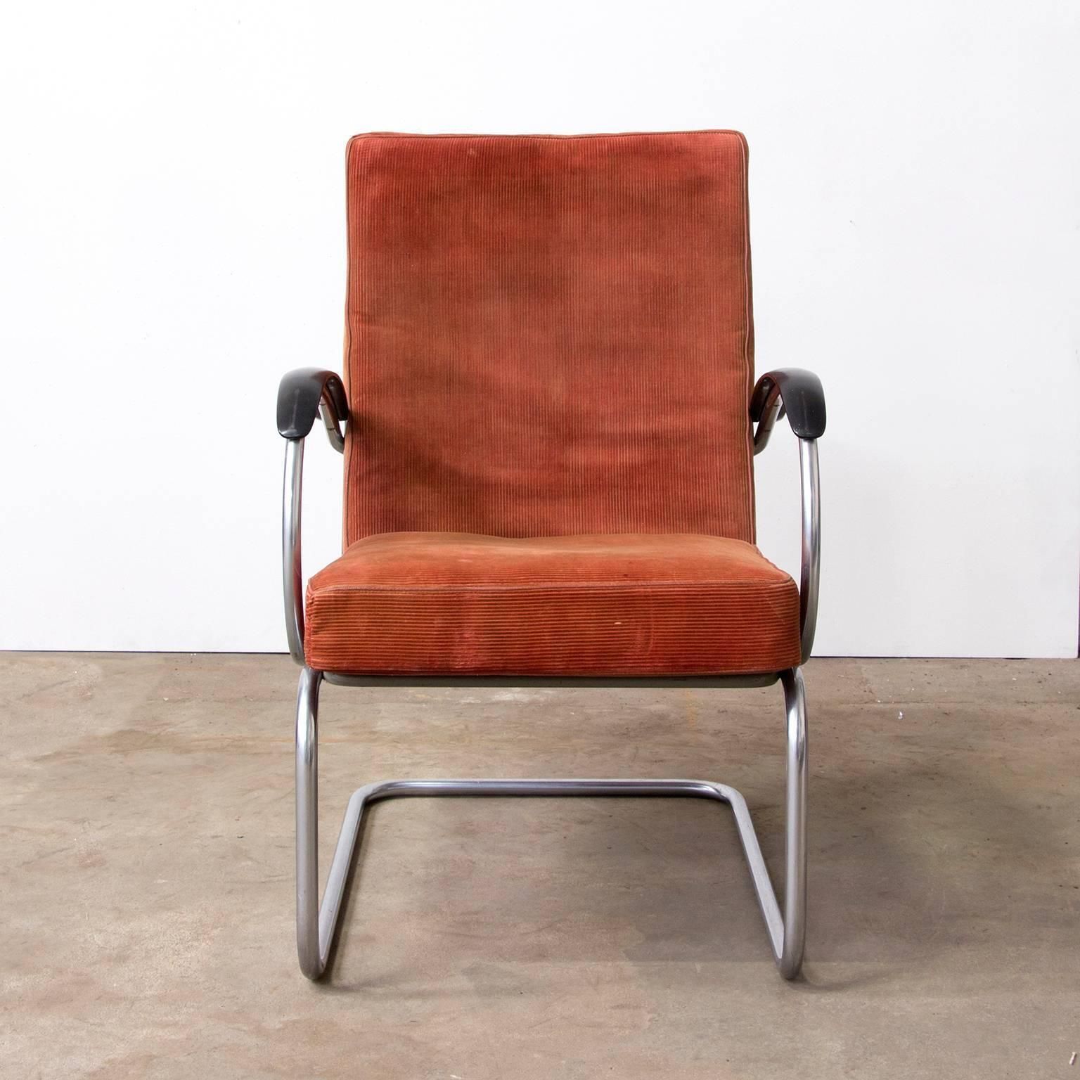 1933, W.H. Gispen For Gispen Culemborg, Easy Chair 409 In Terra Cotta photo 1706.0