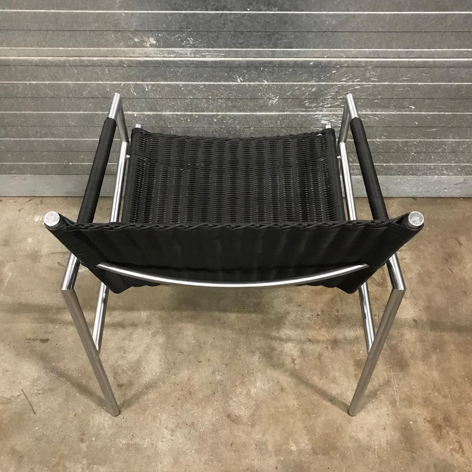1965, Martin Visser, Sz01 Tubular Easy Chair In Very Rare Black Artificial Cane photo 2005.0
