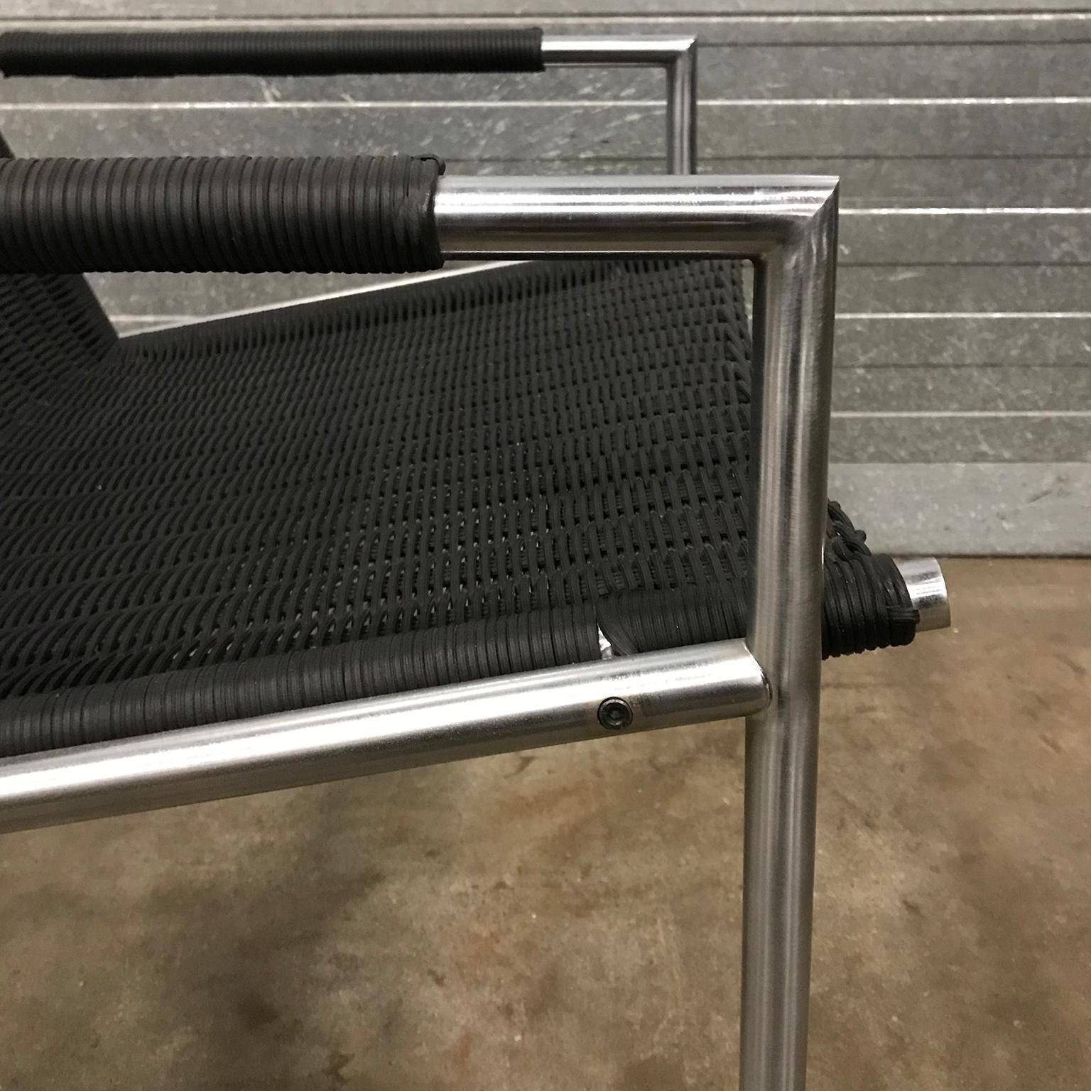 1965, Martin Visser, Sz01 Tubular Easy Chair In Very Rare Black Artificial Cane photo vintage