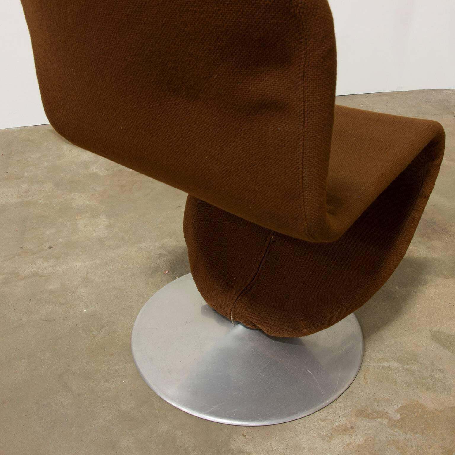 1973 Verner Panton, 1 2 3 Series Dining Chair In Brown Fabric photo buy