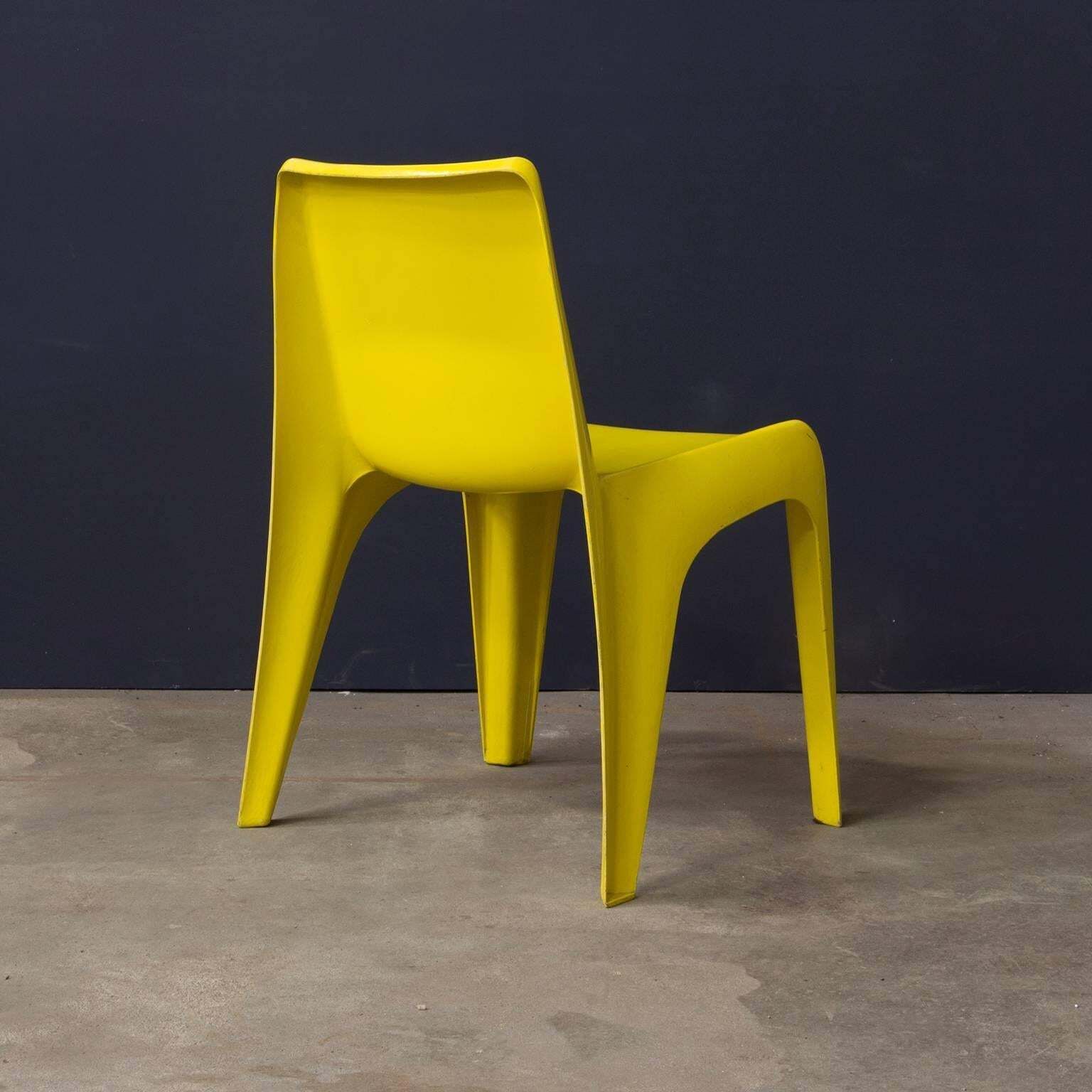 Rare Plastic Organic Chair In Yellow, Circa 1970 photo for sale