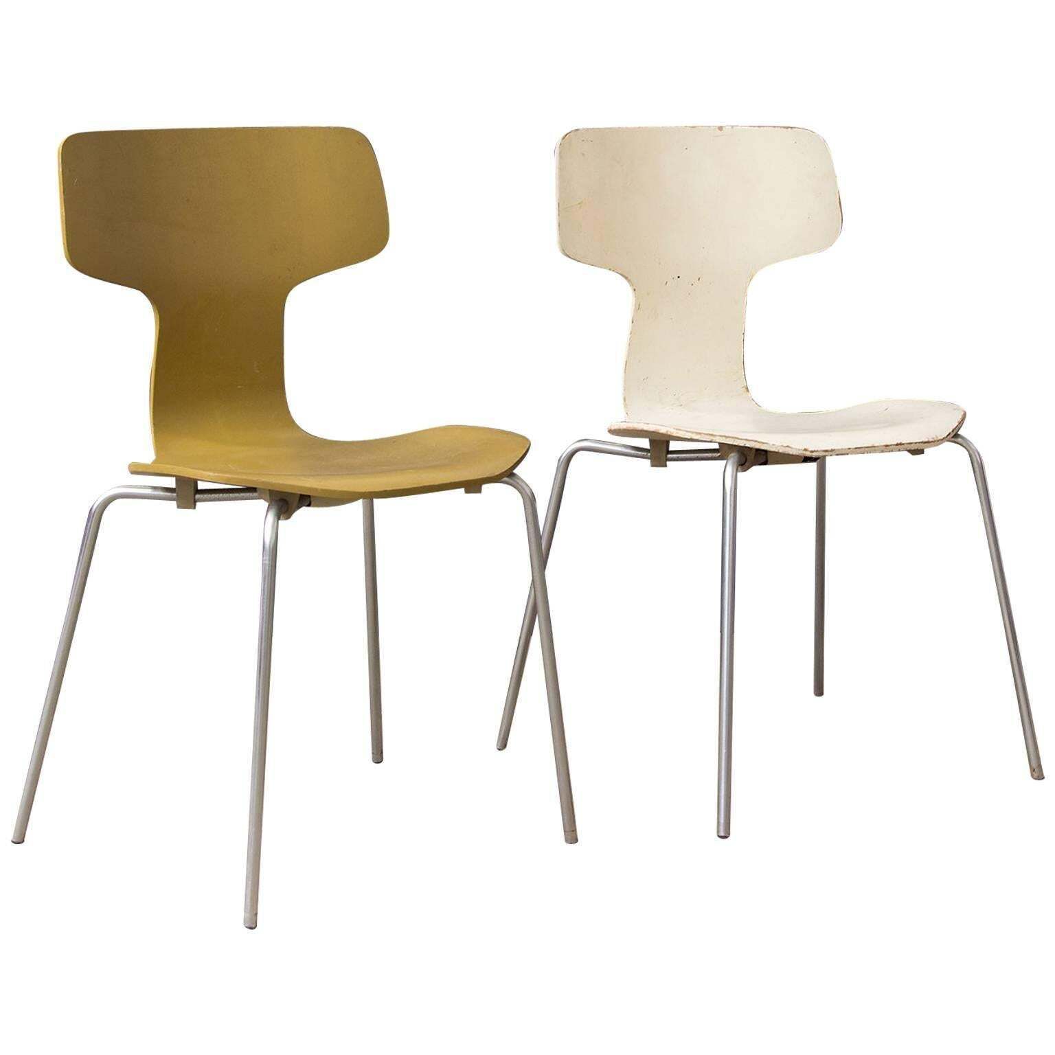 1957, Arne Jacobsen, Set Of Two Rare Vintage Laminated 3103 Dining Chair