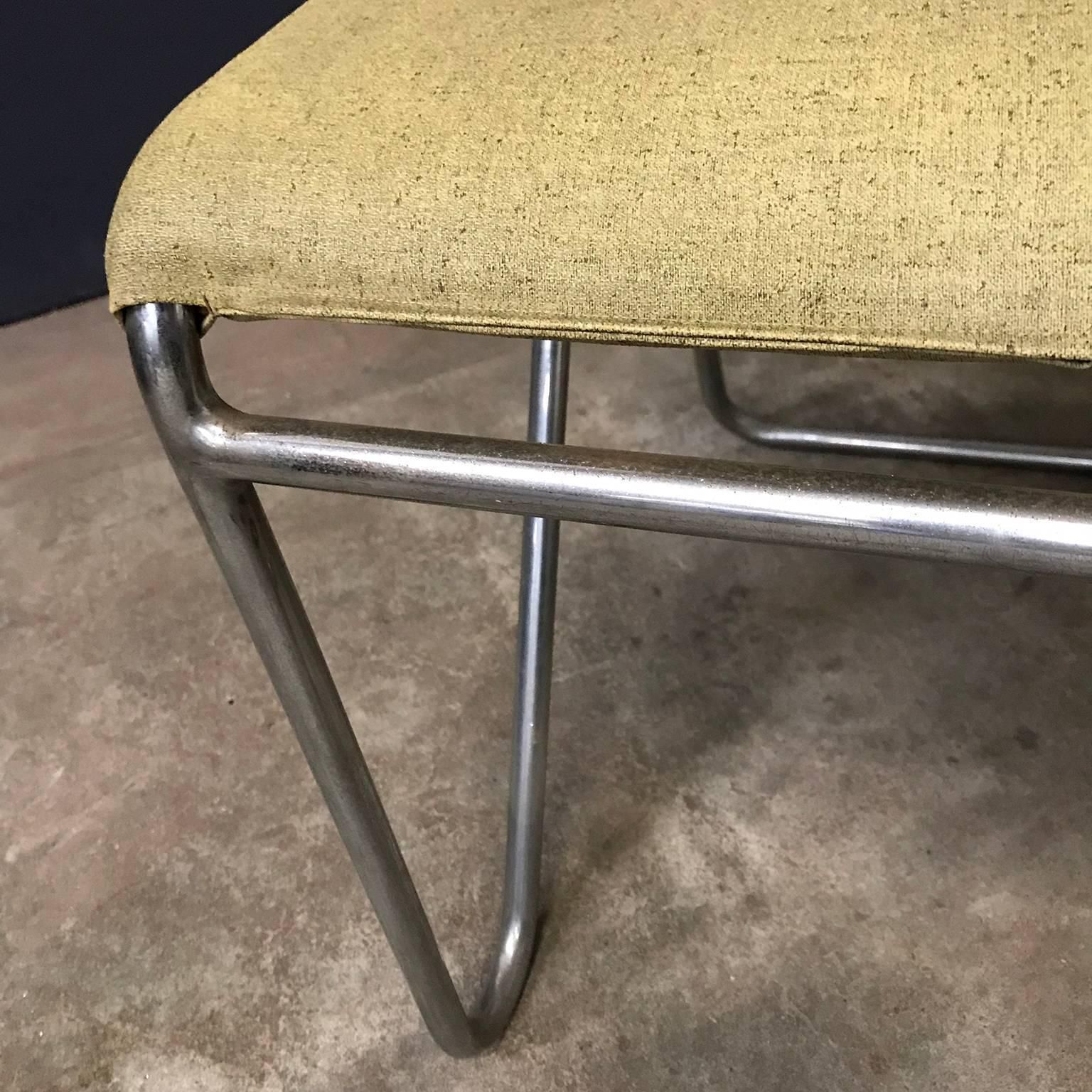 photo vinterior 1927, W.H. Gispen For Gispen, Diagonal Chair 102 In Original Yellow Faux Leather