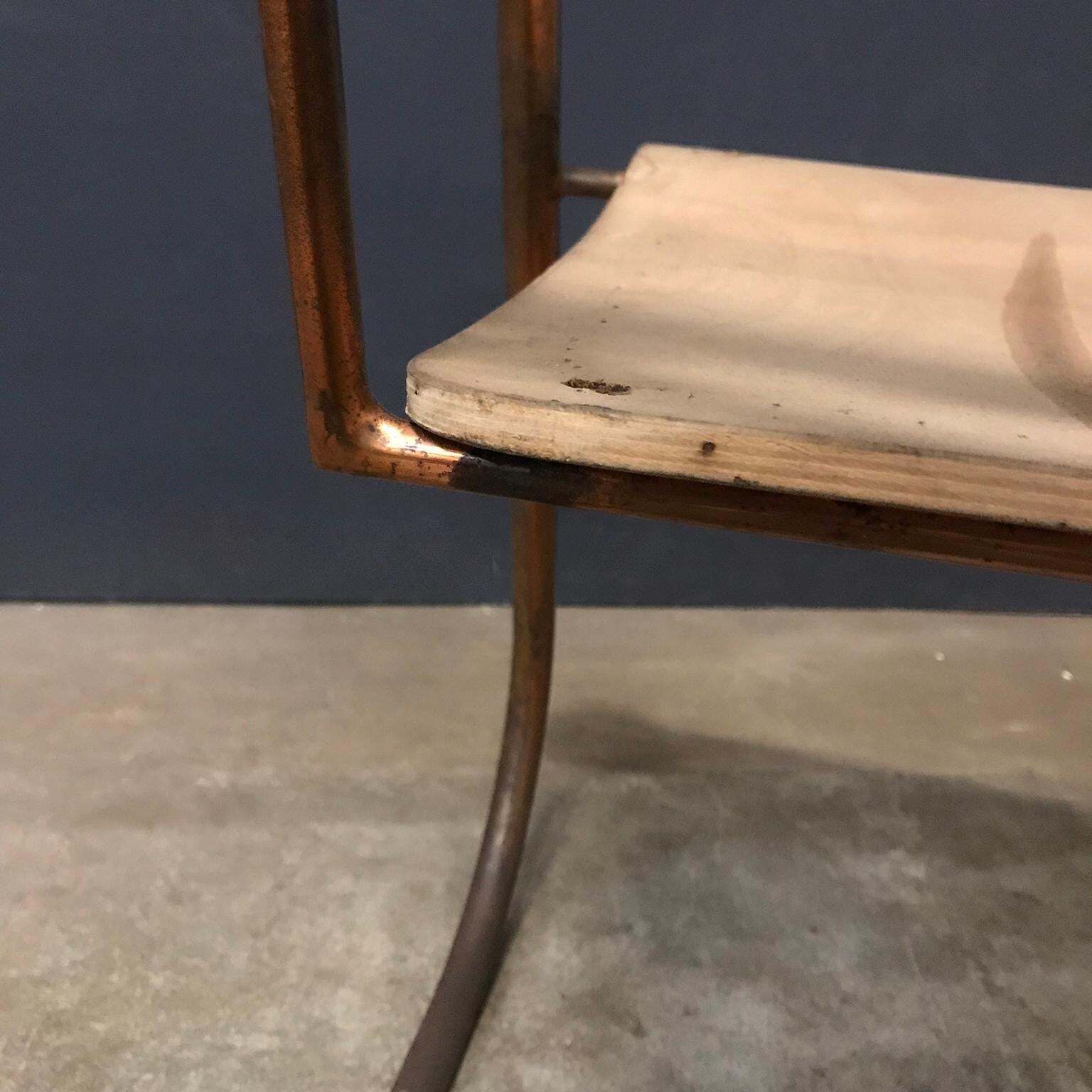 photo for sale Paul Schuitema Tube Chair, Original In Copper And Upholstered Wood, Circa 1930