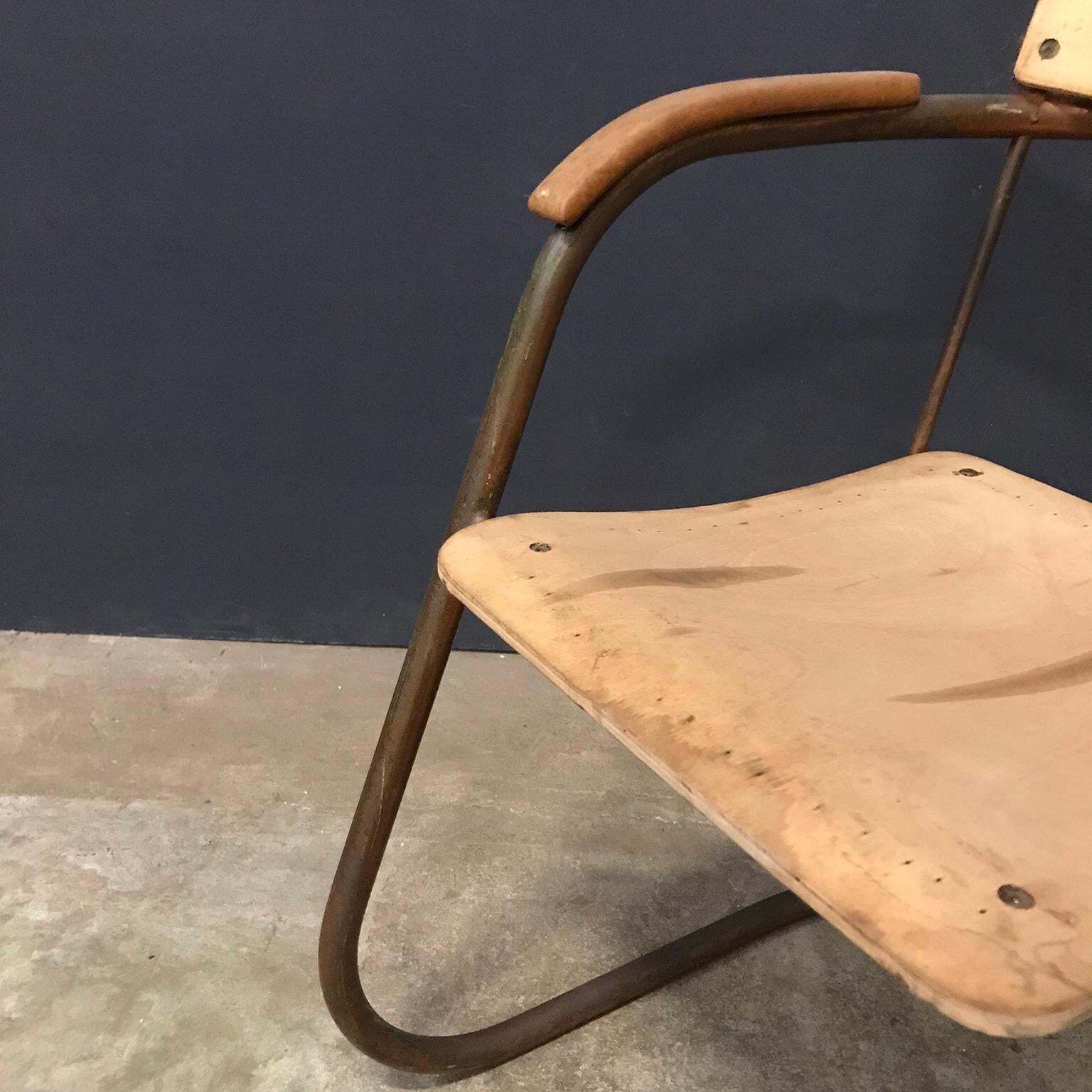 Furniture Paul Schuitema Tube Chair, Original In Copper And Upholstered Wood, Circa 1930 photo