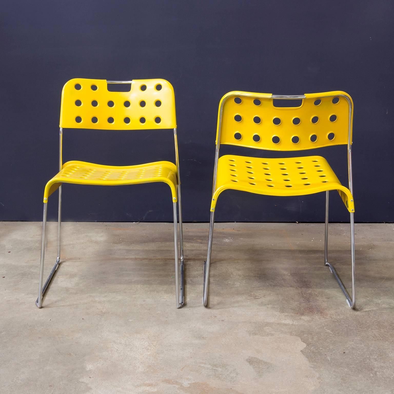 1971, Rodney Kinsman, Set Of Rare Yellow Omstak Stacking Chairs photo for sale