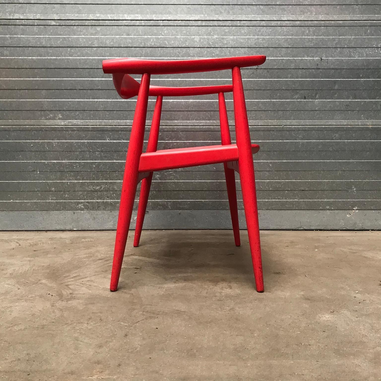 Very Rare Wegner Side Chair In Originally Red Painted Wood, Circa 1930 photo Furniture