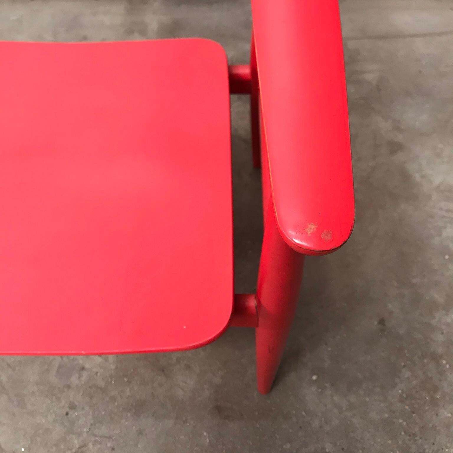 photo vinterior Very Rare Wegner Side Chair In Originally Red Painted Wood, Circa 1930