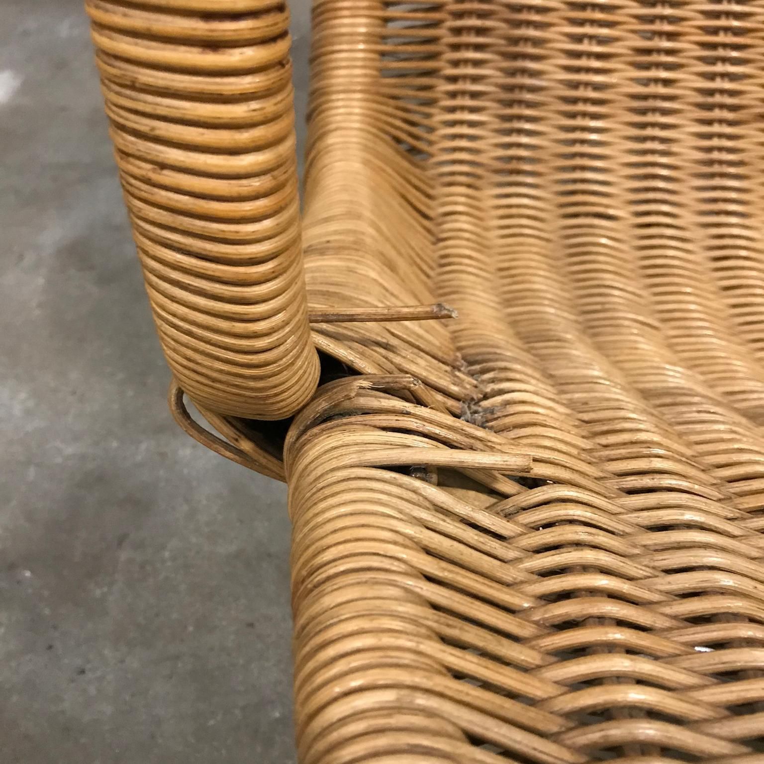 photo buy 1961 Dirk Van Sliedregt, Rare 514 Original Wicker Lounge Chair With Chrome Base