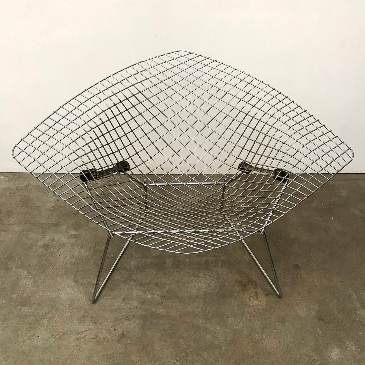 1955, Harry Bertoia For Knoll International, Wide, Large, Chrome, Diamond Chair photo vintage