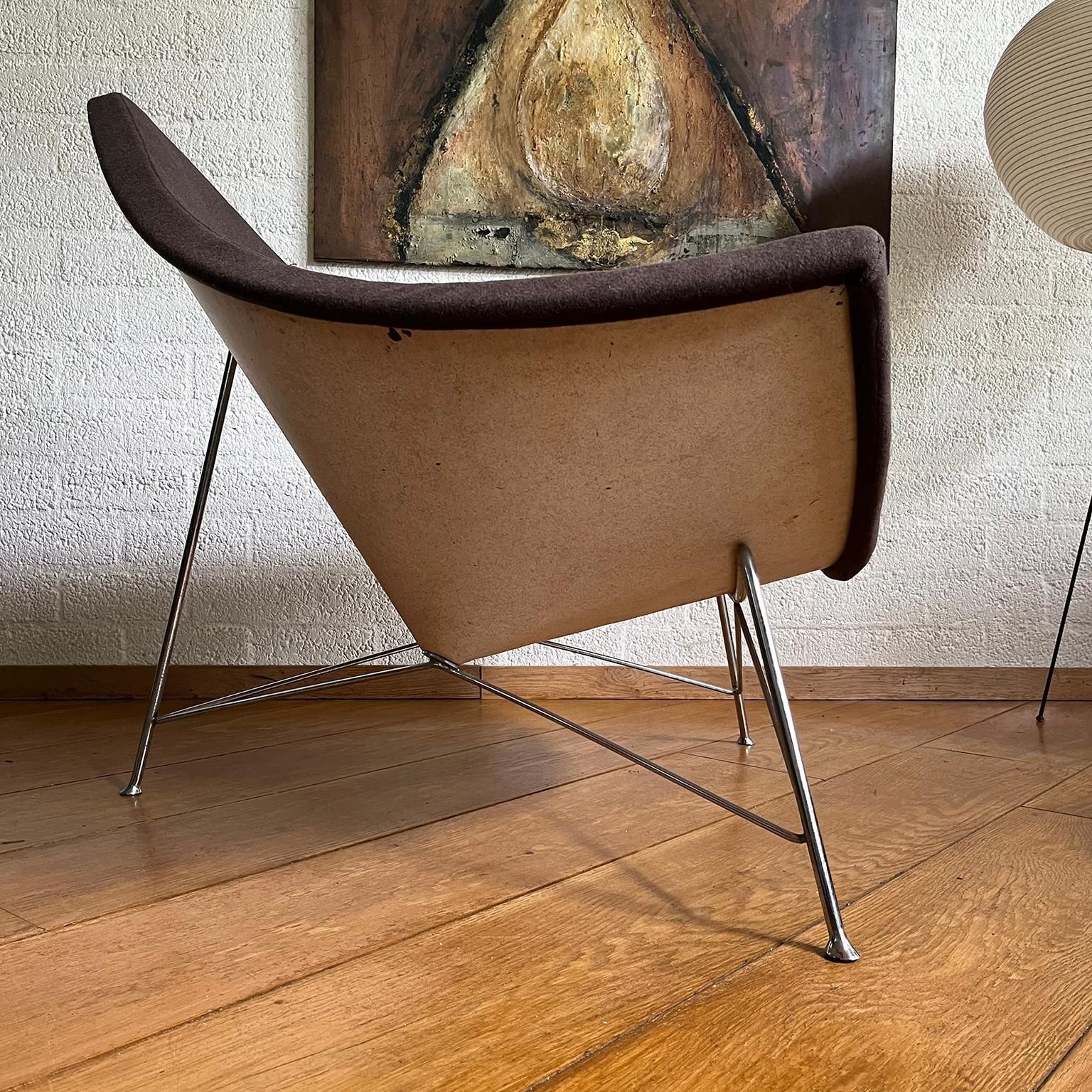 Early, Metal Shell ! Coconut Chair By George Nelson In Brown Upholstery, 1955 photo 7116.0