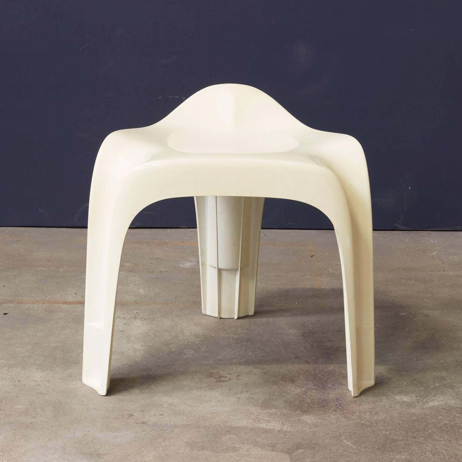 Plastic Organic Stool In White, Circa 1970 photo 717.0
